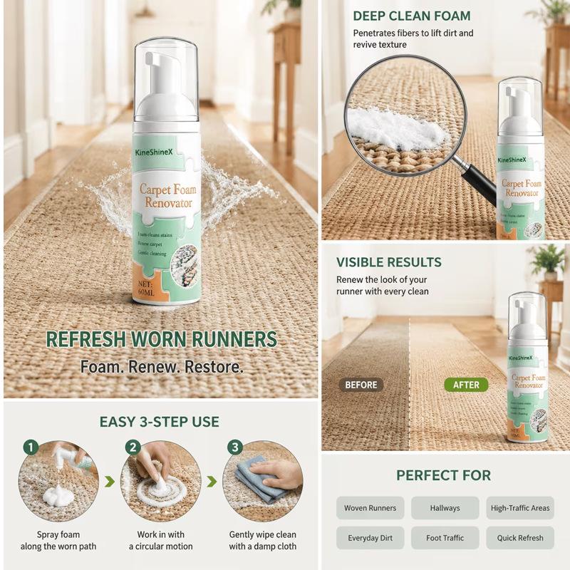 Seat Cleaner Fabric - カーペット用、泡状のシミ抜き剤、水を使わないシートクリーナー、革製品・布製品・ビニール製品用、速効性スプレー、車内・ソファ・カウチのクリーニング・修復用、タオル